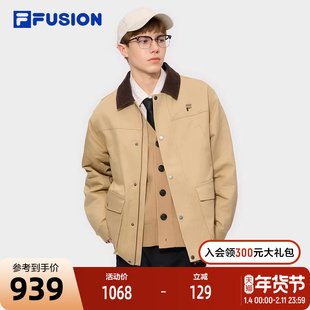 FILA FUSION 斐乐潮牌工装外套男2025秋季新款复古翻领密歇根夹克