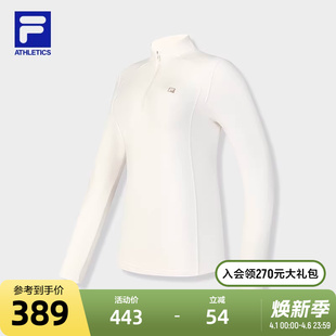 FILA 上衣2025春新款 健身运动修身 半拉链长T 斐乐官方女子针织长袖
