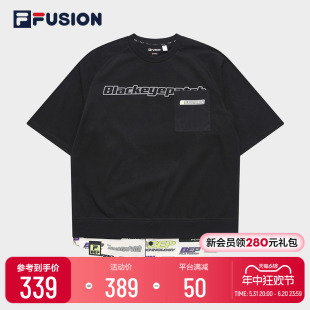 FILA T恤2023秋时尚 短袖 FUSION斐乐潮牌男士 宽松休闲复古上衣