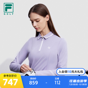 FILA 2023冬防晒高尔夫运动上衣 斐乐官方女子针织长袖 POLO衫