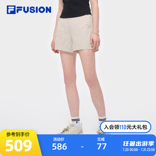 新款 時尚 FUSION斐樂潮牌梭織短褲 涼感寬松三分褲 女2025夏季 FILA