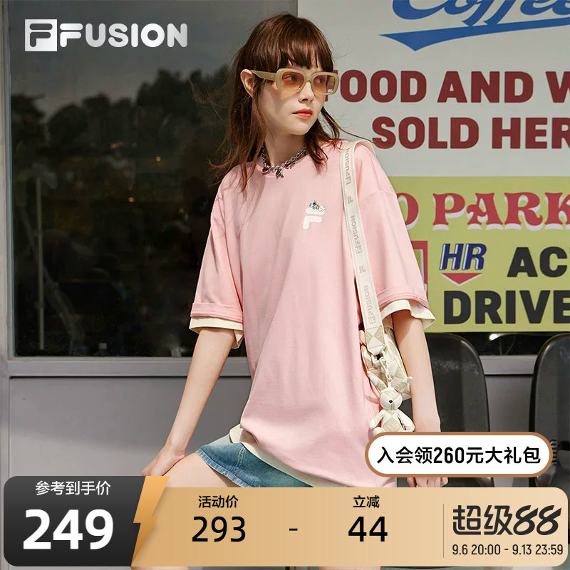 FILA FUSION斐乐情侣运动t恤男夏季百搭印花潮流短袖上衣半袖