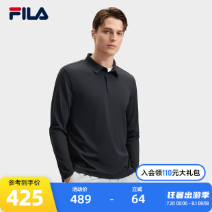 新款 FILA 2024秋季 斐乐官方男子针织长袖 休闲基础防晒上衣 POLO衫