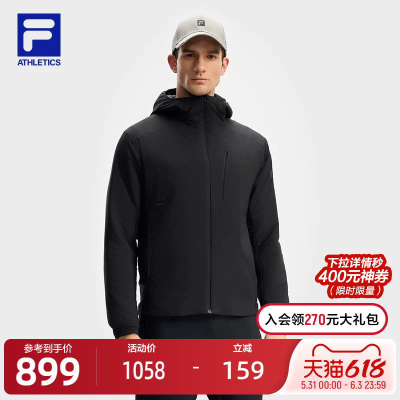 FILA 斐乐官方男士棉服2024冬新款简约基础健身运动保暖连帽