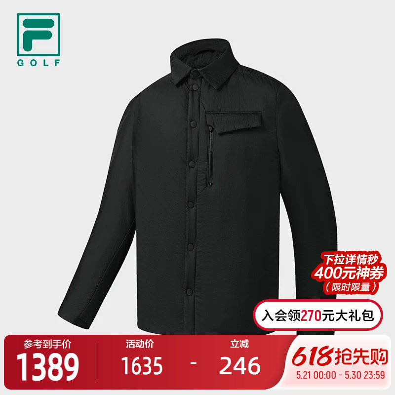 FILA斐乐高尔夫商务运动系列轻薄棉夹克基础保暖翻领男士外套棉服