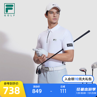 高尔夫运动透气翻领T恤 FILA 斐乐男子针织短袖 POLO衫 2024夏新款