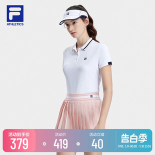 FILA斐乐女士短袖 2023夏季 网球莱卡运动上衣 POLO衫