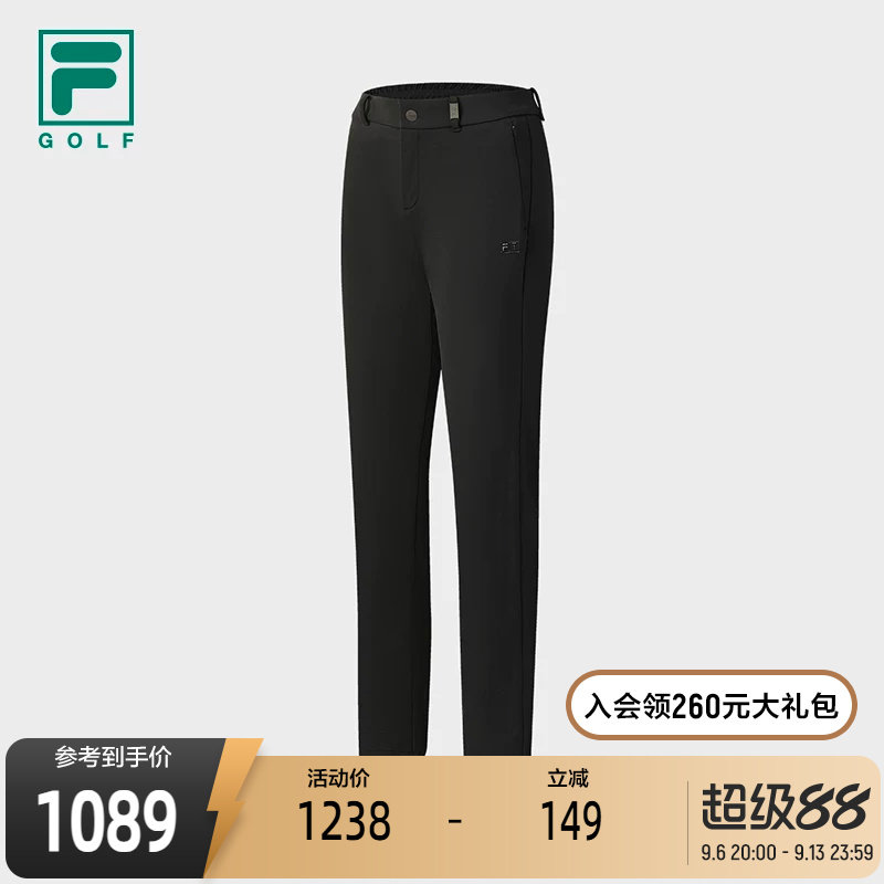 FILA 斐乐官方女士梭织长裤冬新款高尔夫运动简约基础直筒裤