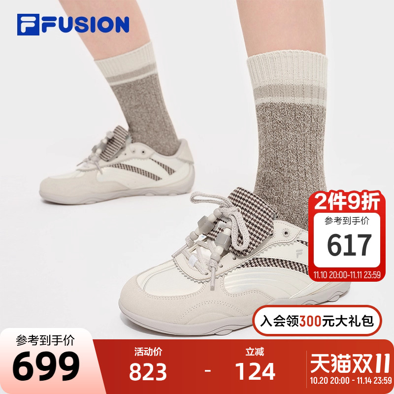 FILA FUSION斐乐潮牌女鞋FLORA 机能潮鞋2025冬季新款薄底休闲鞋