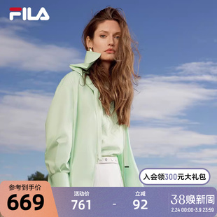 FILA Emerald斐乐女装上衣2025夏新款时尚清新休闲宽松水手领外套