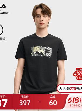 FILA 斐乐官方男运动短袖T恤夏秋新款时尚基础圆领短袖衫黑色上衣