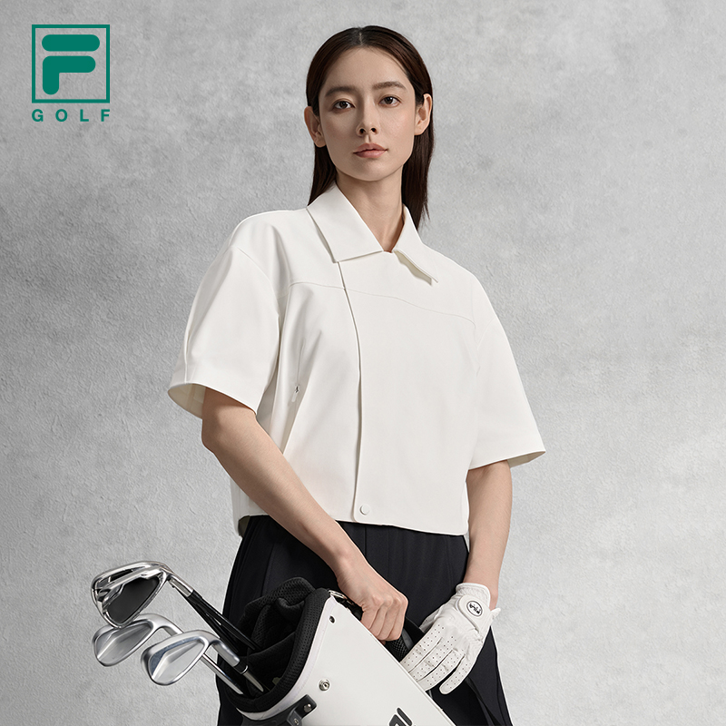 FILA 斐乐官方女士梭织上衣2025秋季新款高尔夫运动宽松短袖外套