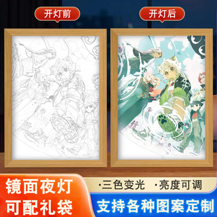 灯光画镜子定制罗小黑无限鹿野兰溪镇动漫周边相框画摆件小夜灯