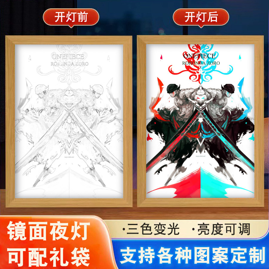 罗山治乔巴尼卡路飞索隆艾斯娜美罗宾周边发光灯光画板定制大尺寸