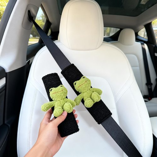 创意安全带毛绒套趣味绿色泡泡青蛙公仔儿童玩具车载装饰玩偶护肩