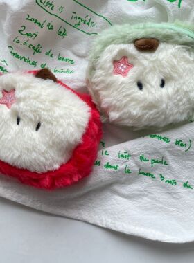 创意苹果零钱包女生礼物卡通毛绒包挂件耳机口红数据线收纳LQB25