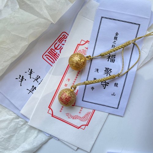 浅草寺平安喜乐福聚守金皱纹铃铛