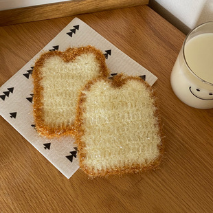 可爱吐司洗碗布 加大加厚BH013 手勾不伤锅百洁布清洁海绵擦双面