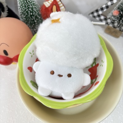 卡通可爱白白口蘑菇公仔挂件毛绒玩具口蘑菇包包钥匙扣挂饰礼品