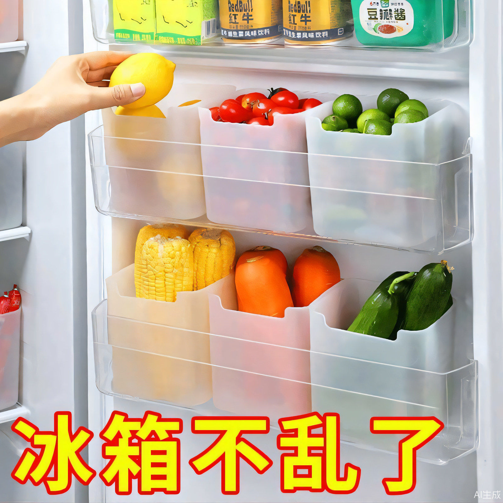 冰箱侧门收纳盒分装整理神器内侧保鲜食品用侧面储物门上盒子厨房