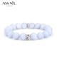 AWNL雪花莲Light 蓝纹玛瑙女士手链天然玛瑙手串新年礼物送女友