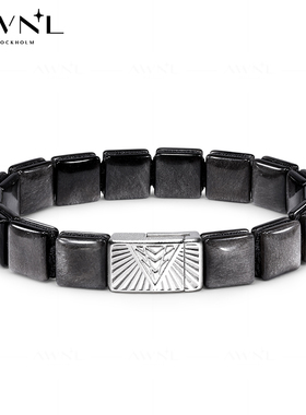 AWNL禅宗金甲银曜石男士手链