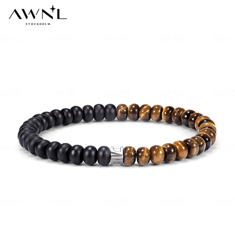 AWNL吉印战盾黑玛瑙金虎眼手链