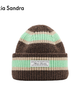 宋亚轩同款-Alexia Sandra秋冬新款撞色条纹针织帽