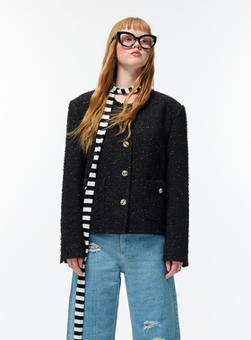 Alexia Sandra秋冬气质高级感圆领长袖百搭小香风短外套时尚上衣