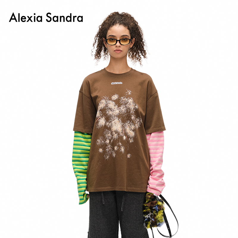 alexiasandra异色条纹烟花T恤
