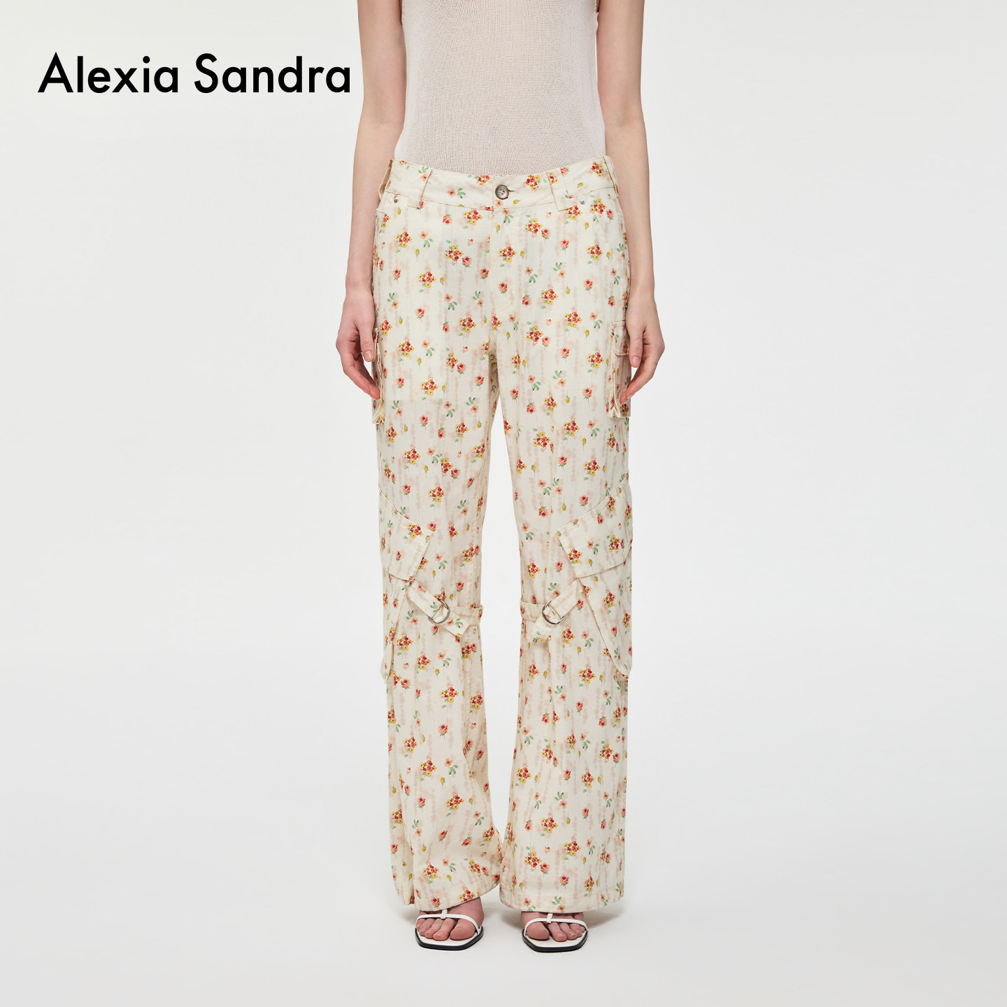 Alexia Sandra田园碎花工装阔腿裤2026夏季新款花色休闲宽松长裤