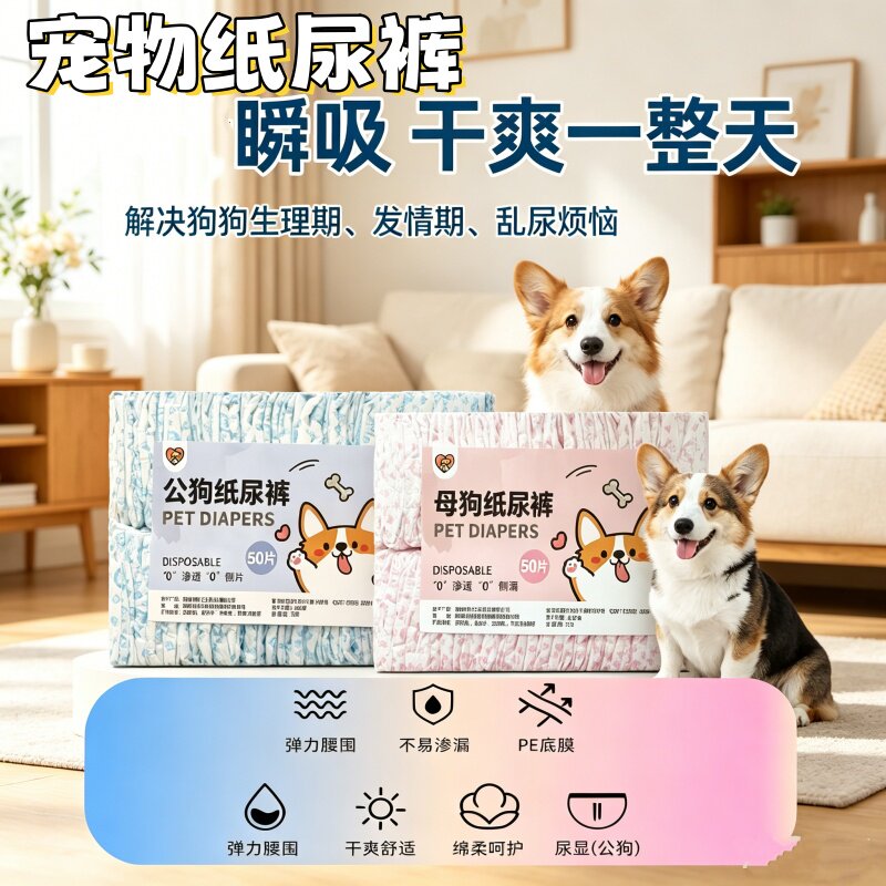 防漏狗狗生理裤母狗经期用宠物纸尿裤尿不湿小型犬例假姨妈卫生巾