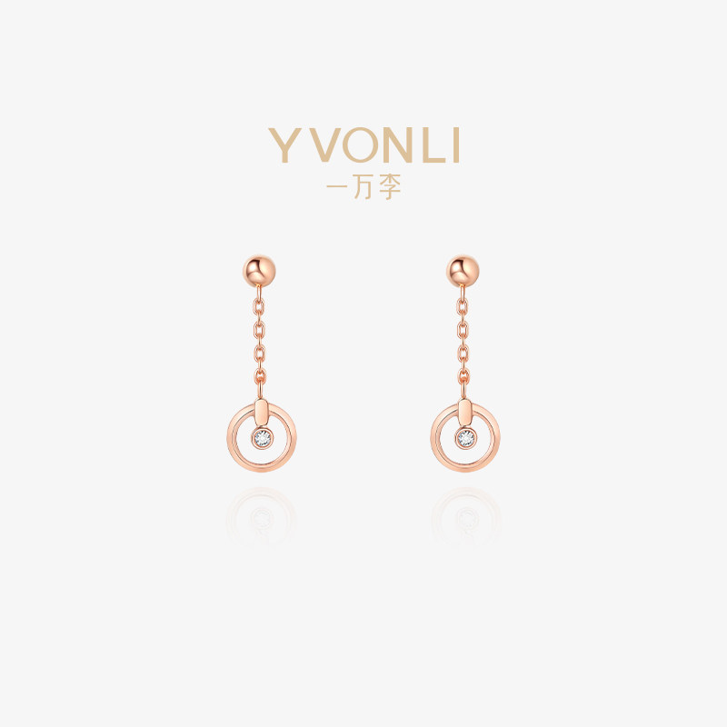 【预售】YVONLI一万李官方旗舰店 上上签系列 18K金玫瑰金耳钉