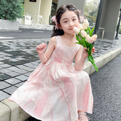 女童渐变色连衣裙2025夏装 新款 儿童网红幻彩背心裙洋气度假风裙子