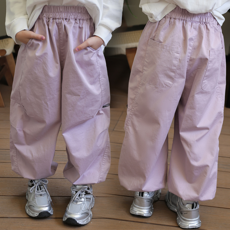 女童宽松初中生女孩裤子工装裤潮