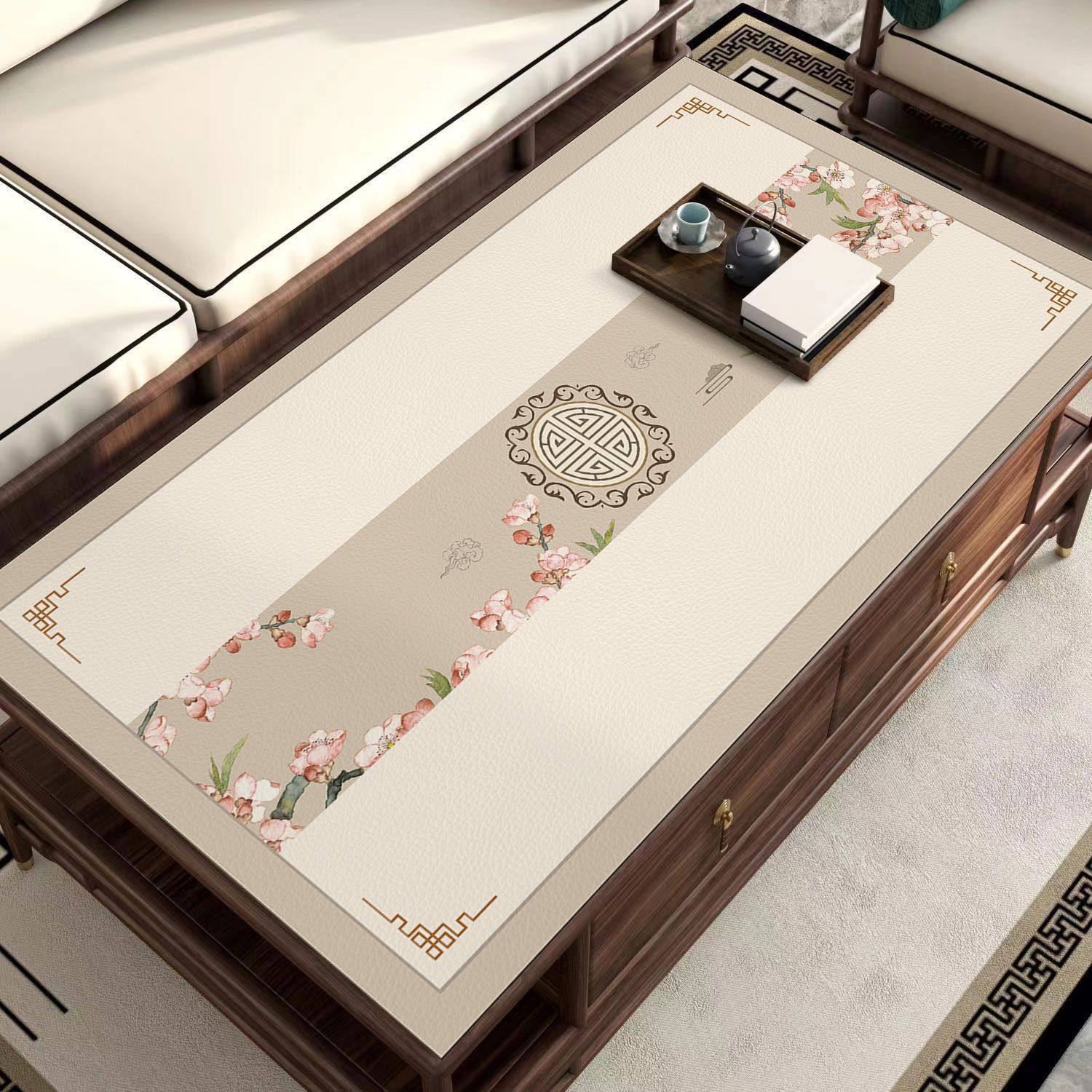 新中式茶几垫客厅防水防油餐桌垫免洗pvc防烫桌布轻奢高级感桌垫,居家布艺,桌布,淘宝优惠券,粉丝福利购,淘宝优惠卷