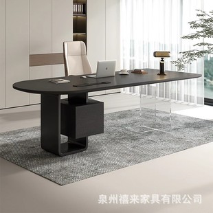 轻奢高级感实木商务办公老板桌椅组合新款高端电脑桌工作台