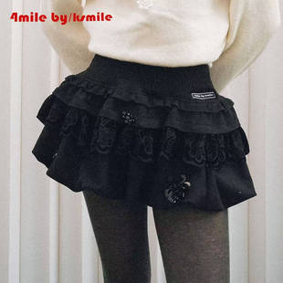 KSMILE 4MILE 蕾丝拼接丝绒花苞半裙秋冬蓬蓬裙 年货狂欢季