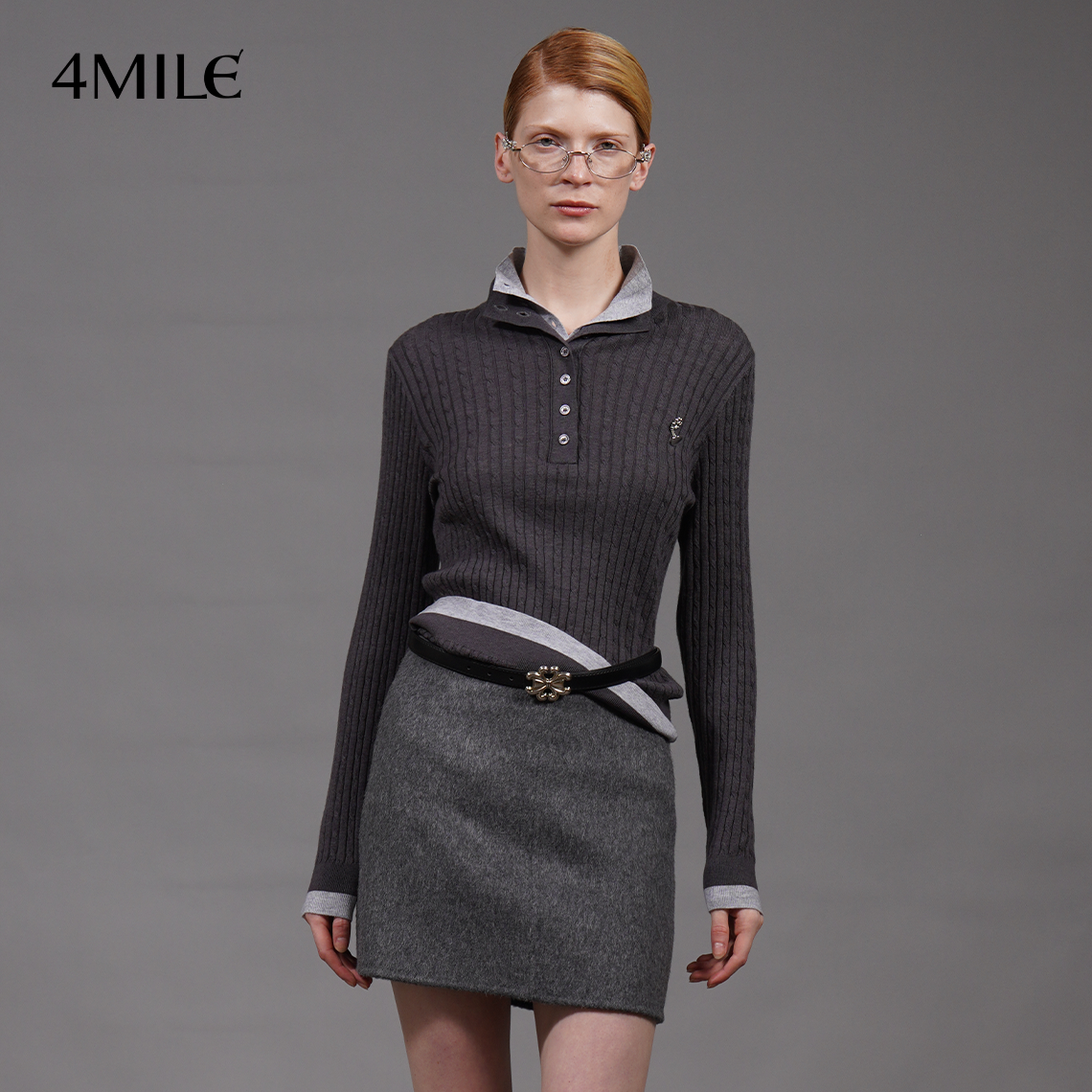 【年货狂欢季】4MILE 设计感撞色小香风复古假两件长袖打底衫