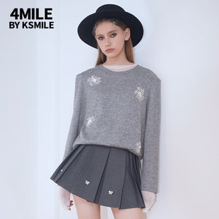 KSMILE 4MILE 灰色钉珠圆领休闲卫衣两件套女 年货狂欢季