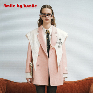 年货狂欢季 吐司口袋蕾丝披肩西装 4MILE KSMILE 羊毛短大衣