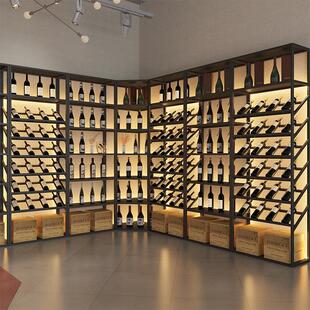 红酒架子酒柜靠墙落地红酒酒架酒窖 红酒架斜放定制红酒柜展示架