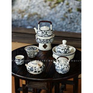 围炉煮茶手工陶瓷煮茶器酒精炉煮茶壶 梵山堂 花口海棠酒精炉