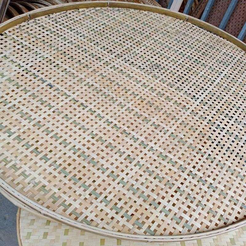 竹制品竹编簸箕无孔有孔竹筛子家用晾晒 圆簸箕茶筛 竹匾绘画装饰