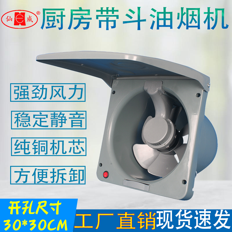 仙威斗式换气扇油烟机翻盖全铜线电机厨房家用油烟扇排气窗式