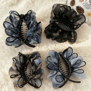 云朵泡泡褶皱碎花丸子头抓夹发饰2025新款高级感后脑勺头发发夹女