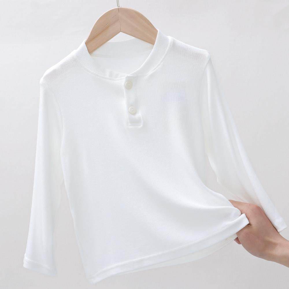 女童打底衫儿童长袖t恤男童上衣婴儿宝宝秋衣中大童白色内搭秋装