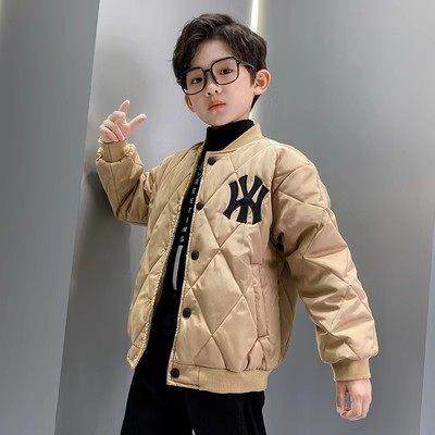 男童铺棉外套秋冬款中大童帅气男孩棒球服中厚棉夹克外衣薄款棉衣