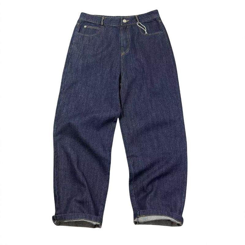 靛蓝日系复古原浆阔腿牛仔裤 中高腰男女春夏潮牌宽松直筒休闲裤