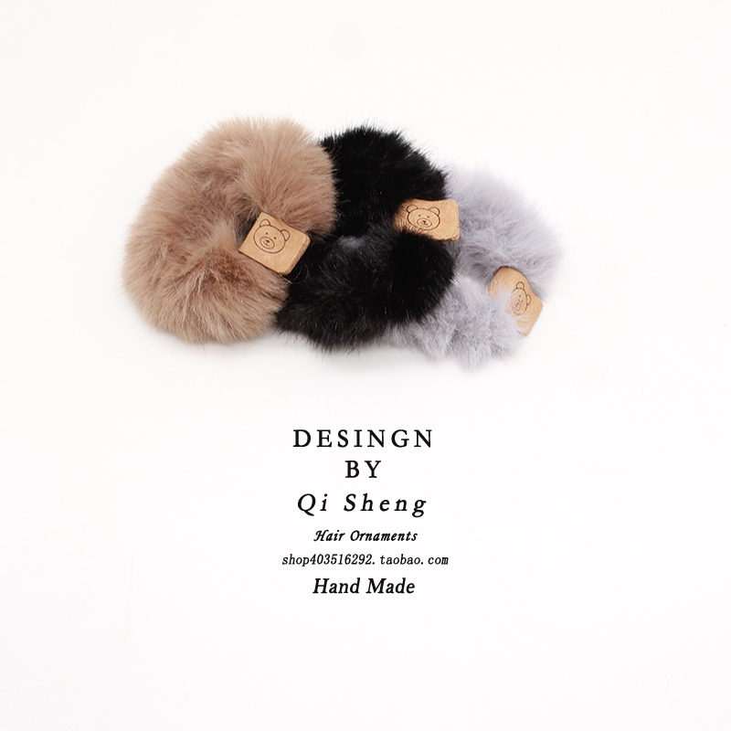 新款秋冬毛绒笑脸小熊发圈女高弹力耐用皮筋扎头发橡皮筋发绳发饰